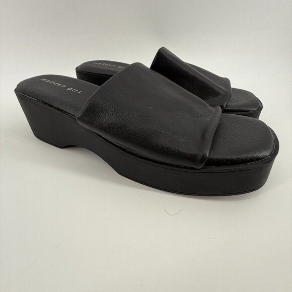 Madden Girl Black Square Toe Raave Platform Sandals Grunge Festival Size 9.5 Y2K - Picture 1 of 8